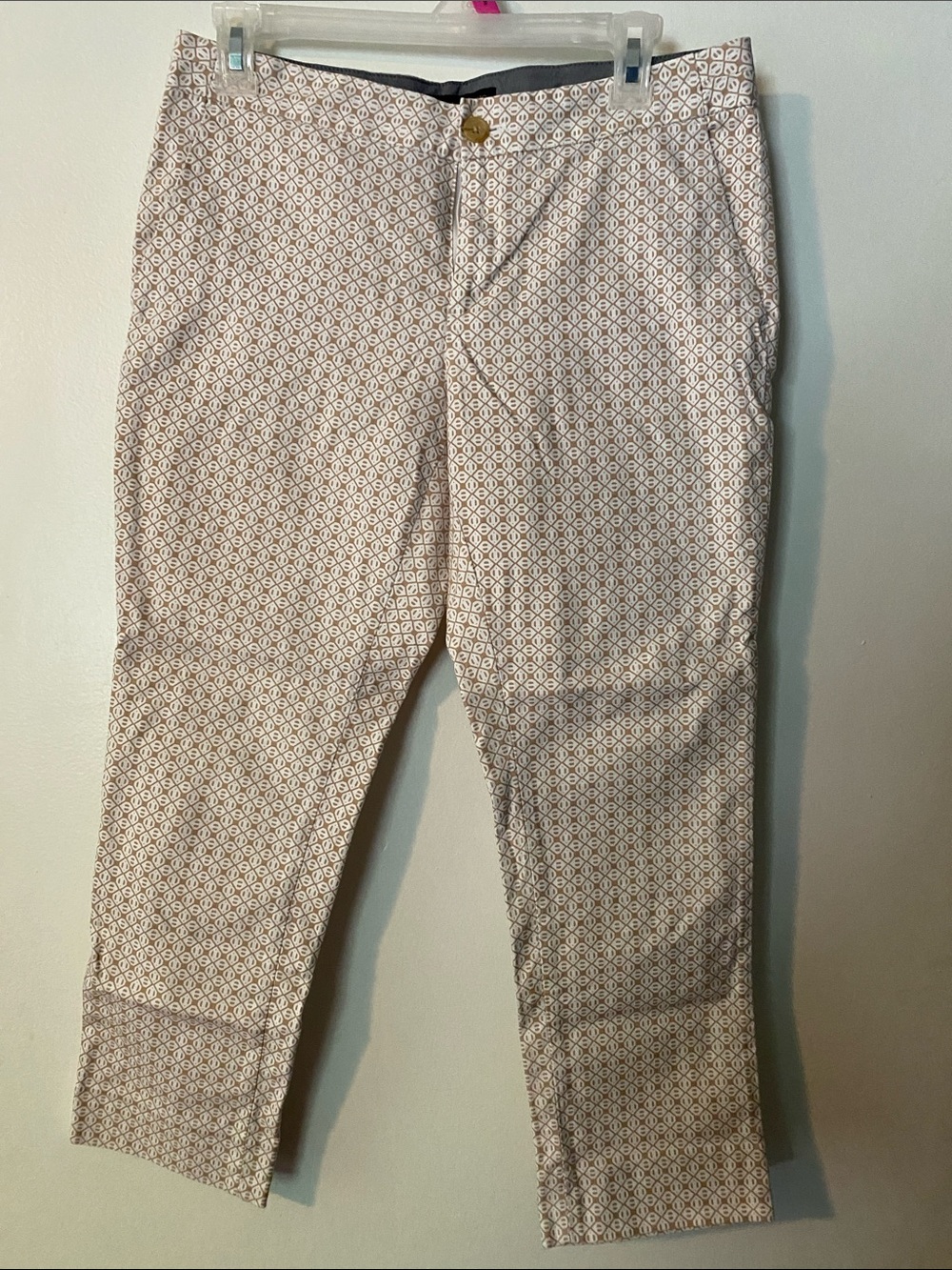 Banana Republic Women's Cropped Patterned Capris in Cream and Brown